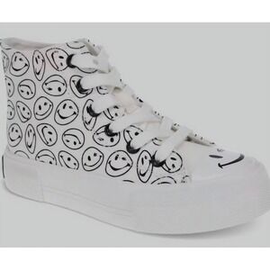 Joe Boxer Kids 13 Winking Smiley Face High Top Sneaker White Black Platform New